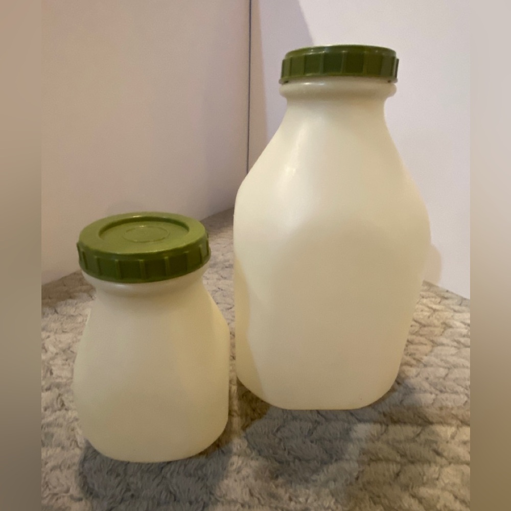 Rare - Bee Plastics 1960s Vintage 2 Milk containers
